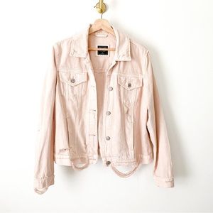 ⭐️ Abercrombie & Fitch | Light Pink Distressed Jean Jacket